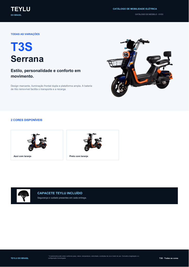 Prévia de Catálogo T3S Serrana — todas as cores