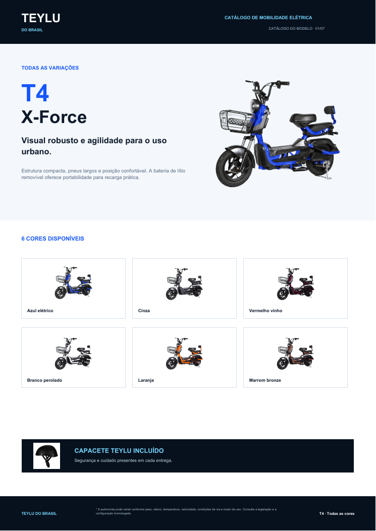 Prévia de Catálogo T4 X-Force — todas as cores